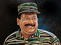 Velupillai Prabhakaran in 2019 (Olieverfschiderij: Rajasekharan Parameswaran) overleden op 19 mei 2009