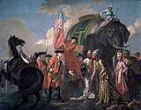 Lord Clive meeting with Mir Jafar at the Battle of Plassey in 1757