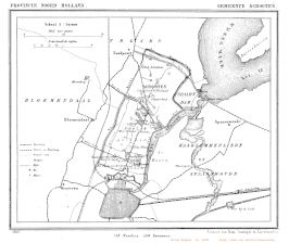 Kaart van de gemeente Schoten rond 1870