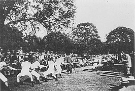 Wedstrijd van Zweden/Denemarken tegen Frankrijk op de Olympische Spelen van 1900