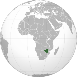 Location of Zimbabwe (dark green)