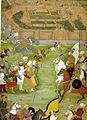 Mughal dalam Padshahnama ketika menyerang Safawiyah Persia di kota Kandahar tahun 1638.