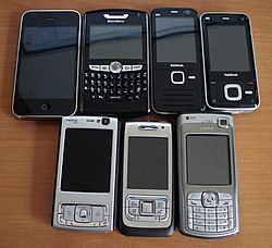 Assorted smartphones.