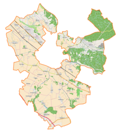 Mapa konturowa gminy wiejskiej Oława, u góry po lewej znajduje się punkt z opisem „Lizawice”