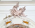 Ornament der Wessobrunner Stuckatoren im Kloster Amorbach, gegen 1747. Im Stuck konnte sich die Rocaille am freiesten entfalten.