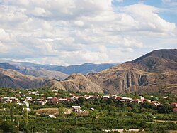 Garni Veelage as seen frae the Shrine o Saunt Sargis