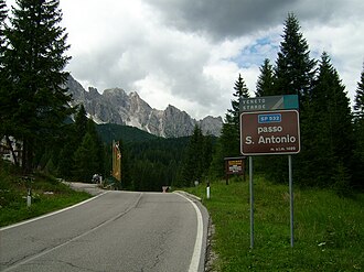 Passo San Antonio Blick auf das Wirtshaus in nördlicher Richtung.