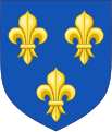 Blason du royaume azur à trois lis d'or.