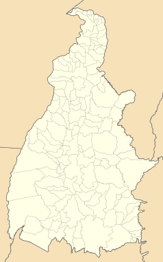 Mapa konturowa Tocantins, na dole nieco na lewo znajduje się punkt z opisem „Sucupira”