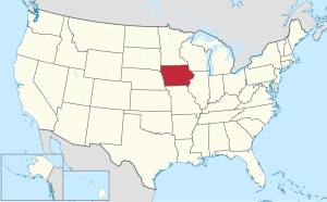 Map of the United States with Iowa highlighted