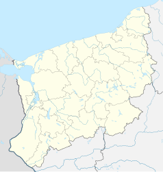 Mapa konturowa województwa zachodniopomorskiego, w centrum znajduje się punkt z opisem „Świdwin”