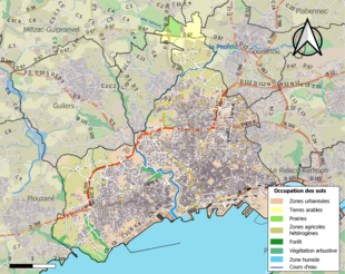 Carte en couleurs présentant l'occupation des sols.