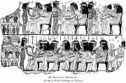 A banquet scene from Ancient Egypt (from a wall painting in Thebes)