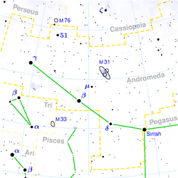 アンドロメダ銀河(M31)の位置