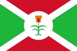 Bandera del Reino de Burundi con tambor negro.