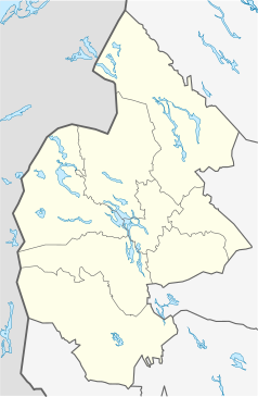 Mapa konturowa Jämtlandu, po lewej znajduje się punkt z opisem „Åre”