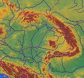 Carte topographique des Carpates.