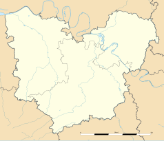 Mapa konturowa Eure, blisko centrum po prawej na dole znajduje się punkt z opisem „Fresney”