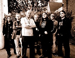 Green Carnation in 2005, Day of the Equinox Festival in Toronto, Canada. From L-R: Michael Krumins, Bjørn Harstad, Kjetil Nordhus, Kenneth Silden, Terje Vik Schei (Tchort), Tommy Jacksonville, Ole Vistnes