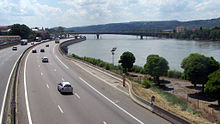 L'autoroute A7 bordant le Rhône à Valence