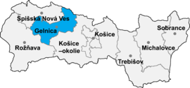 Poloha okresu Gelnica v Košickom kraji (klikacia mapa)