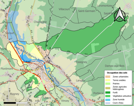 Carte en couleurs présentant l'occupation des sols.