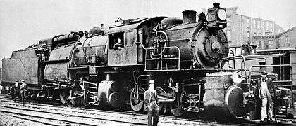 Une 040+040 L-1 du type Camelback (en) de l'Erie Railroad, construite par ALCO en 1907.