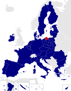 Map of the European Parliament constituencies with Pomeranian highlighted in red