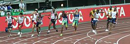 4 × 100 m mannen WK 2007, Osaka: actie in de wisselzone