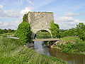 Remains of a sluice tower, quay and watermill over the Senne in the fields in Weerde