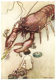 Illustrasjon frå The Water-Babies av Charles Kingsley, illustrert av Warwick Goble