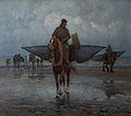 Paardenvissers op het strand Nationaal Visserijmuseum, Oostduinkerke, België