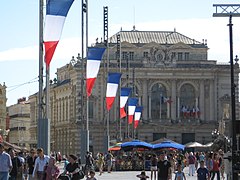 Place de la Comédie, Montpellier, 14 juillet 2008.