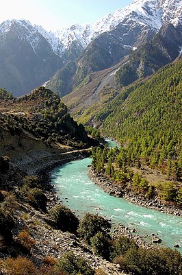 De rivier Nyang bij Kongpo Gyada