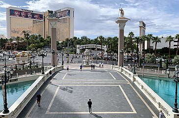 Footbridge at the Venetian facing toward The Strip