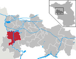 Elhelyezkedése Brandenburg térképén