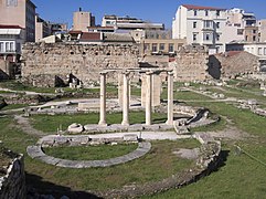 Ruines de la bibliothèque d'Hadrien sur l'agora romaine d'Athènes.