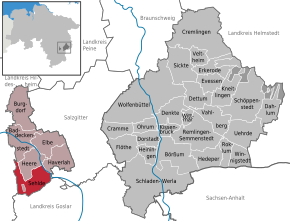 Poziția Sehlde pe harta districtului Wolfenbüttel