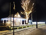 Station building and platform illuminated for a limited time (January 2018)