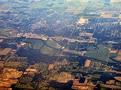 New Castle from the air, looking east.