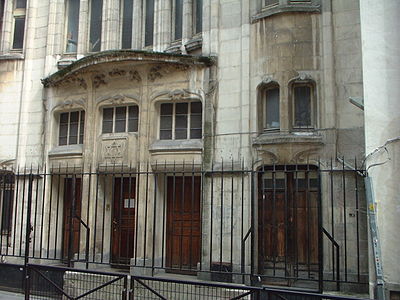 Portal of Agoudas Hakehilos Synagogue by Hector Guimard in Paris