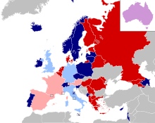 Carte montrant la répartition des pays dans chaque demi-finale.