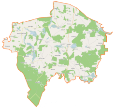 Mapa konturowa gminy Lipnica, po prawej nieco u góry znajduje się punkt z opisem „Rudniki”