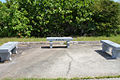 Apollo 1 granite memorial benches on the southern edge of the launch pad at Cape Canaveral Air Force Station Launch Complex 34, Florida