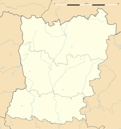 Mapa konturowa Mayenne, w centrum znajduje się punkt z opisem „Montourtier”