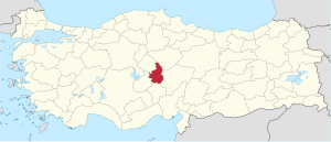 Location of Nevşehir Province in Turkey