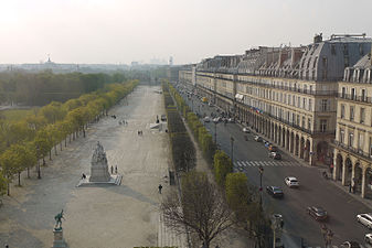 La rue de Rivoli et le jardin des Tuileries.