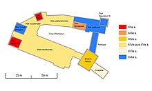 Plan en couleurs des différentes étapes de construction d'un château.