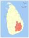 Map indicating the extent of Uva Province within Sri Lanka