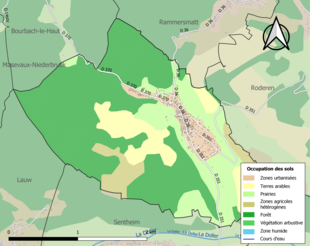 Carte en couleurs présentant l'occupation des sols.